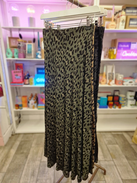 Leopard Print Skirt - Khaki