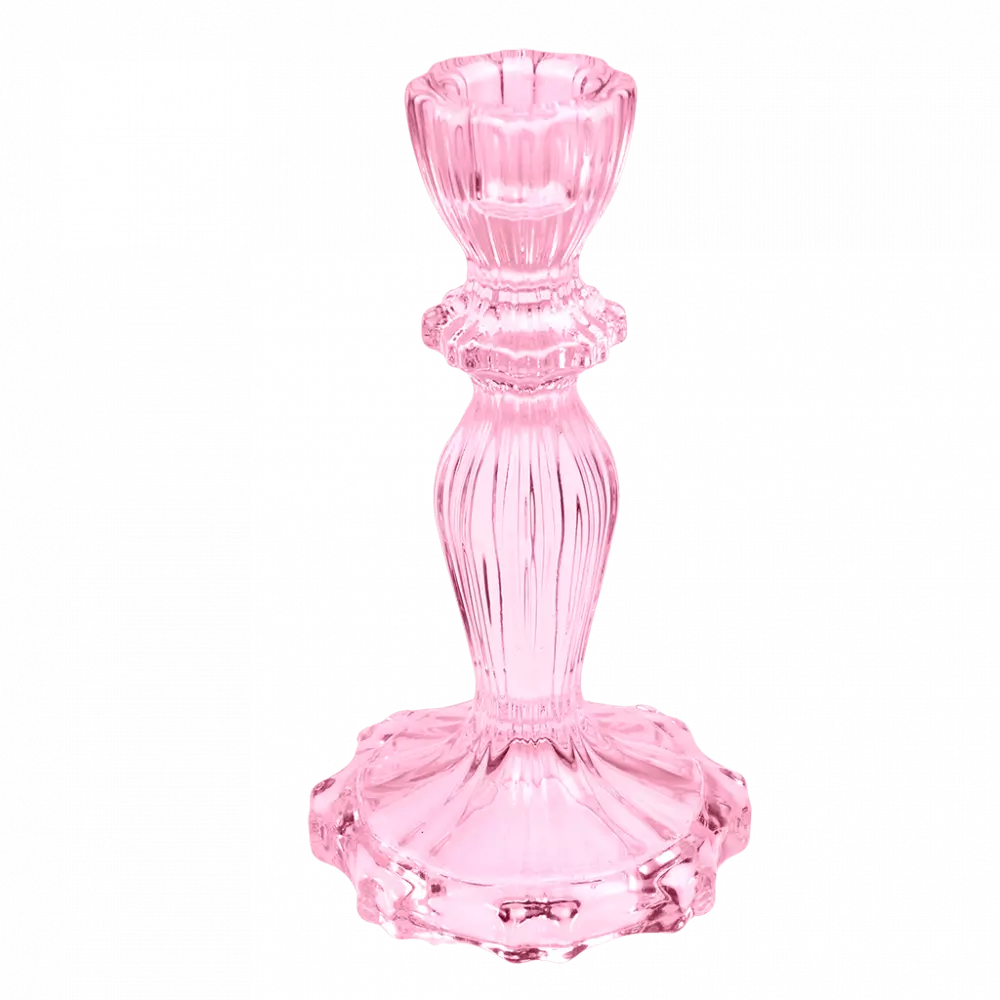 Tall Glass Candle Holder - Pink