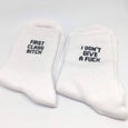 Rude White Cotton Socks - I don't give a F**ck