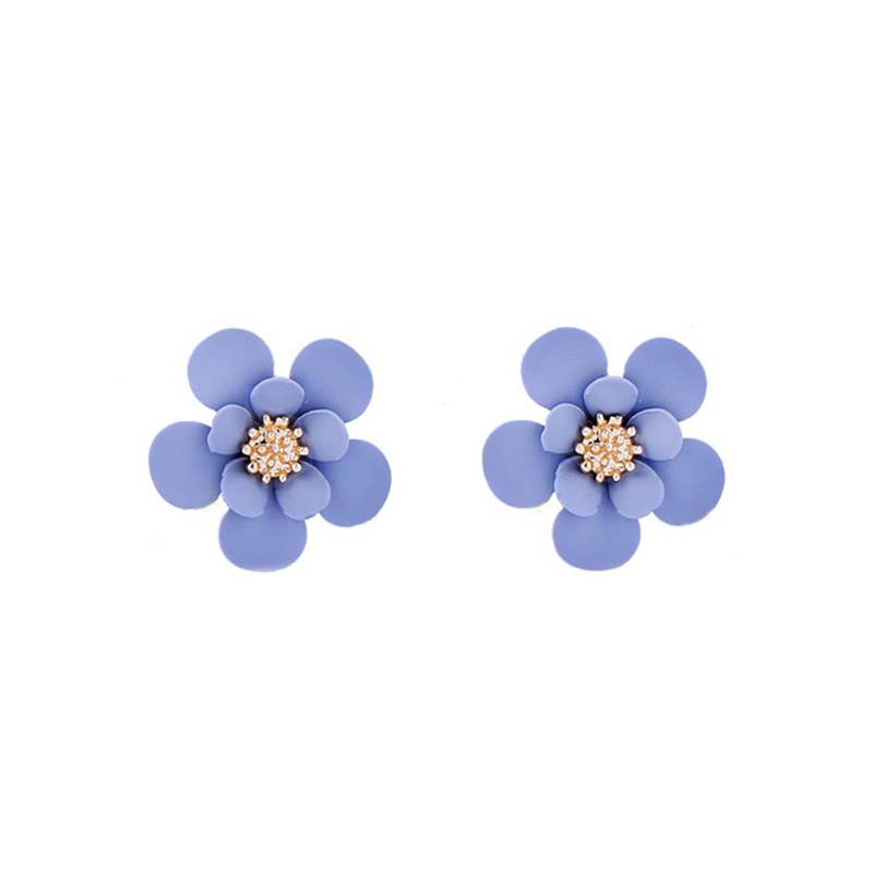 Last True Angel - Matt Flower Earrings - Cornflower