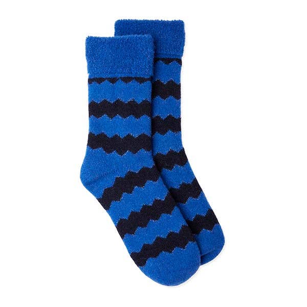 Glitter Slipper Socks- Blue/Navy