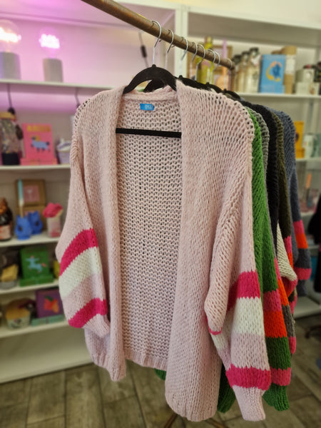 Neon Stripe Cardigan - Pink