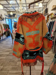 Aztec Belted Cardigan - Coral