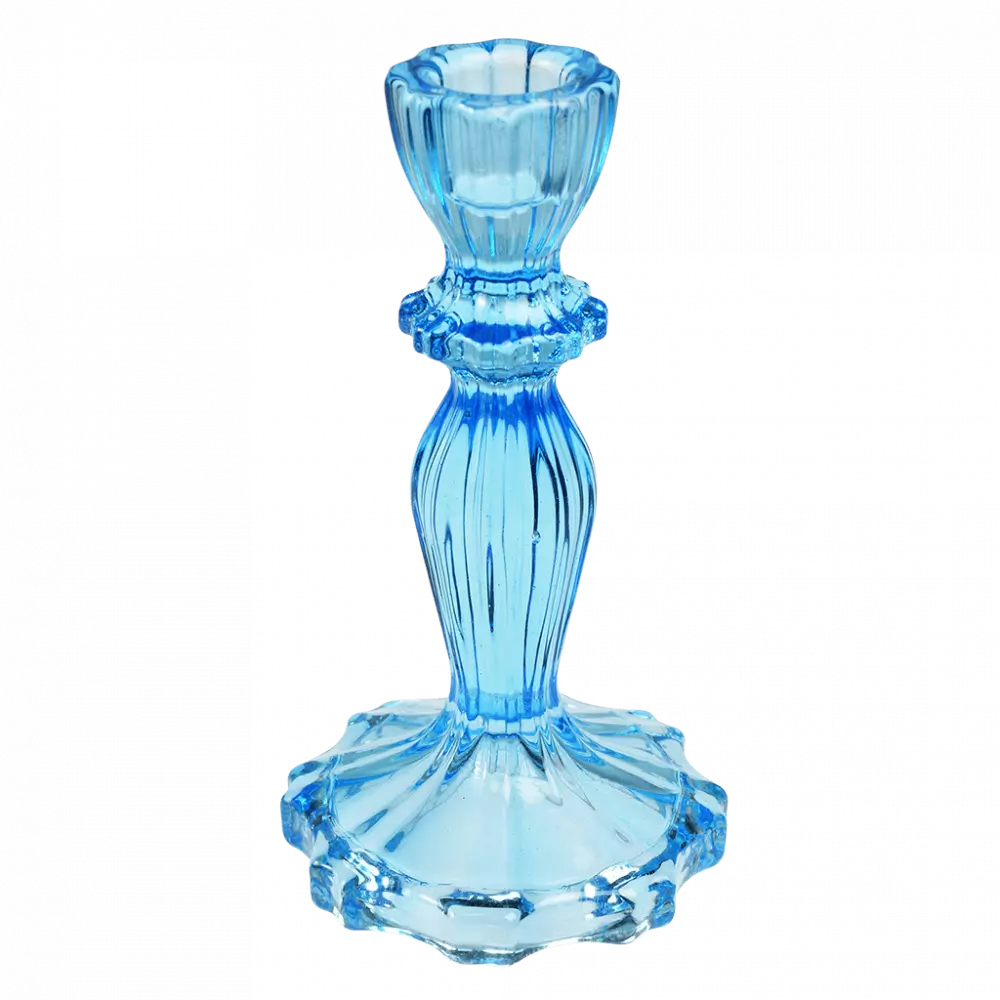 Tall Glass Candle Holder - Blue