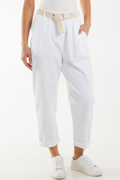 Boyfriend Cargo Trousers - White