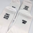 Rude White Socks - First Class Bitch