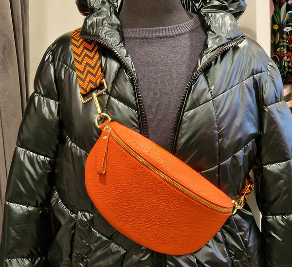 Klein & Wallace - Leather Crossbody Belt Bag - Orange