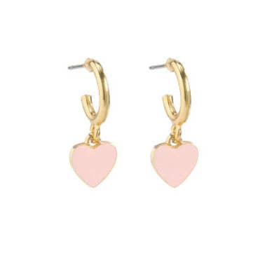 Last True Angel - Enamel Heart Earrings - Baby Pink