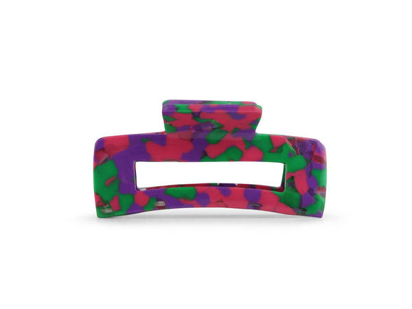 Resin Bull Dog Hairclip - Purple/Green