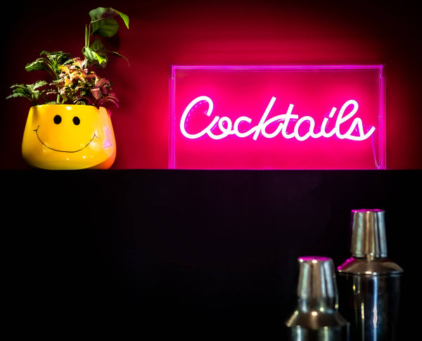 LED Neon Acrylic Box -  Cocktails - Pink