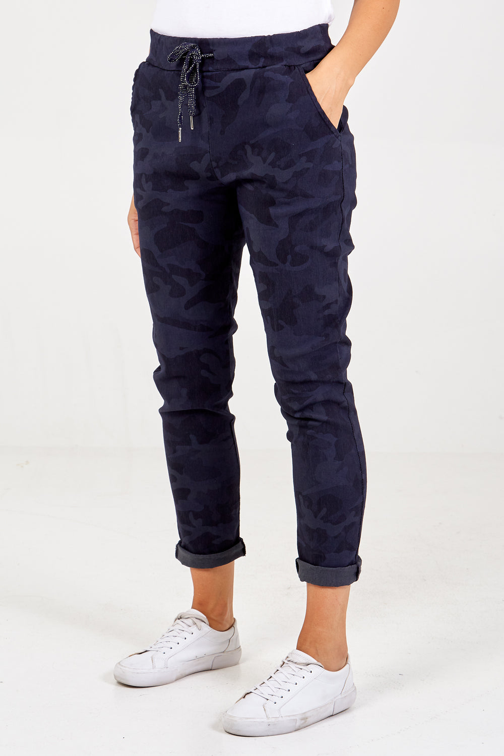 Magic Stretch Camouflage Joggers  - Navy