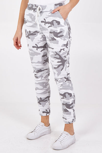 Magic Stretch Camouflage Joggers - White