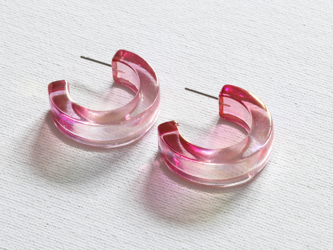 Celia 2 Tone Resin Hoop Earrings - Pink