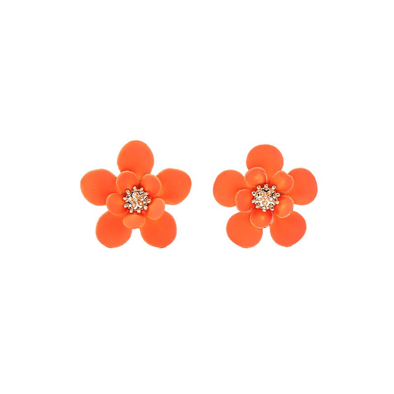 Last True Angel - Matt Flower Earrings - Orange