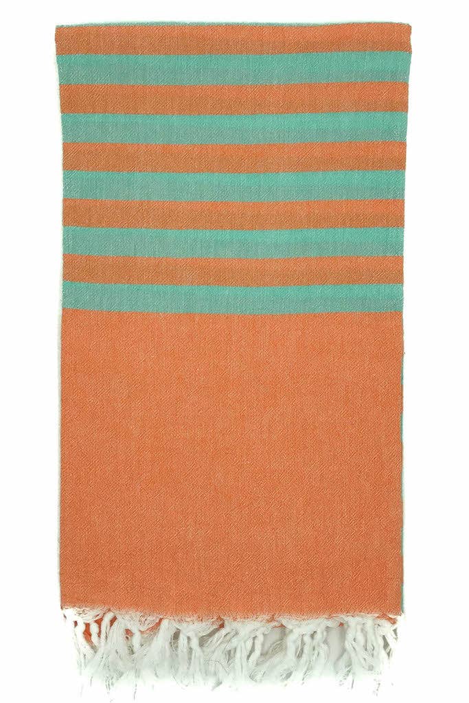 Clara Hammam Towel - Mandarin & Aqua