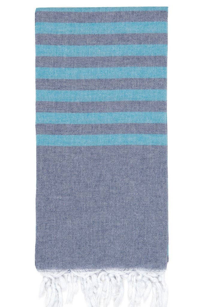 Clara Hammam Towel - Navy & Turquoise