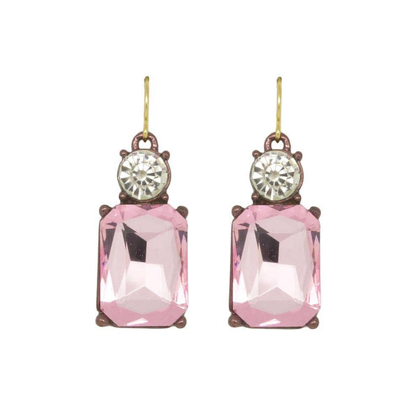 Last True Angel - Twin Gem Earrings - Ice Pink & Clear