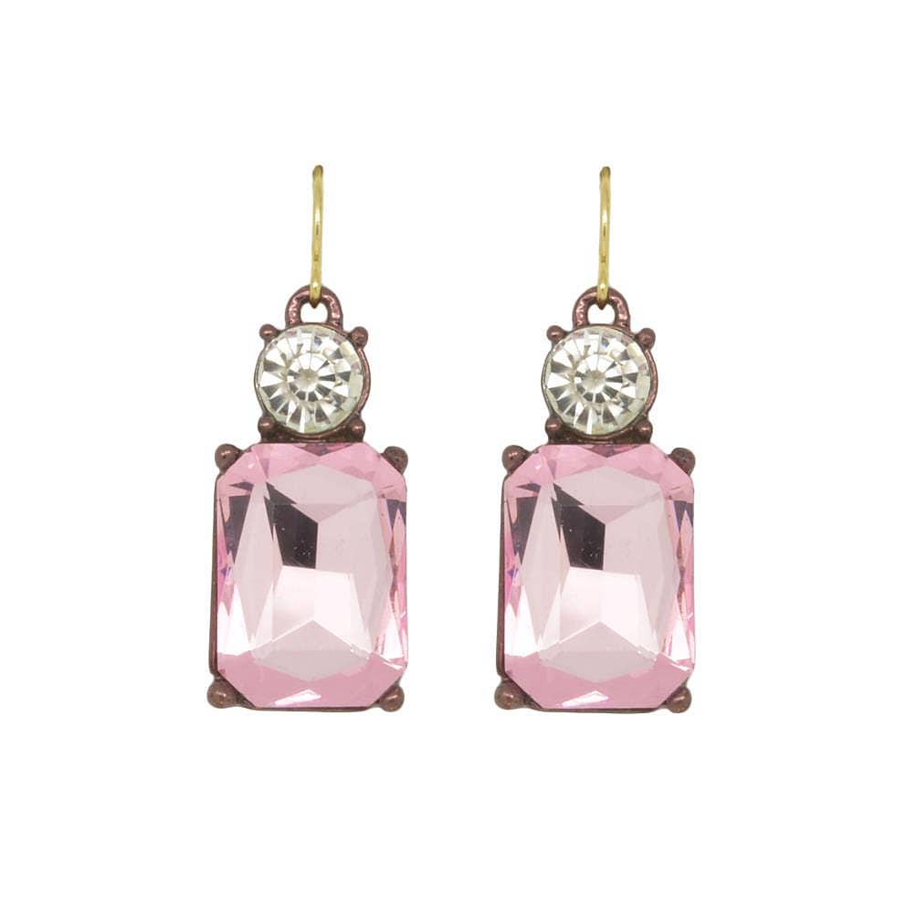Last True Angel - Twin Gem Earrings - Ice Pink & Clear